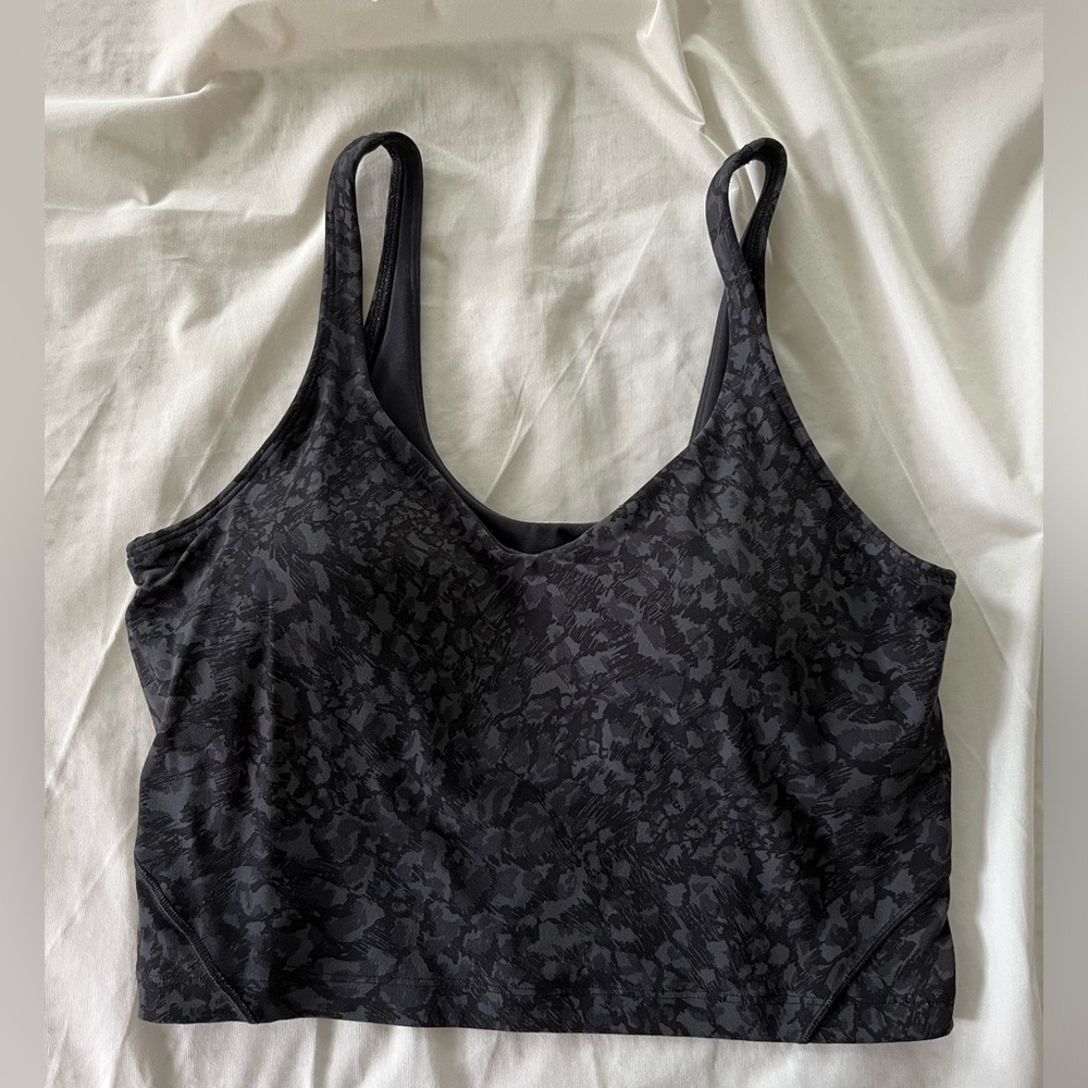 Lululemon align tank size 10 A/B cup black leopard print
